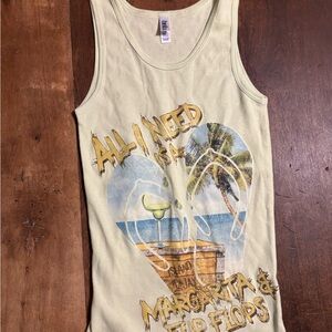 Abella Soft Yellow Tropical Graphic Tank Top
